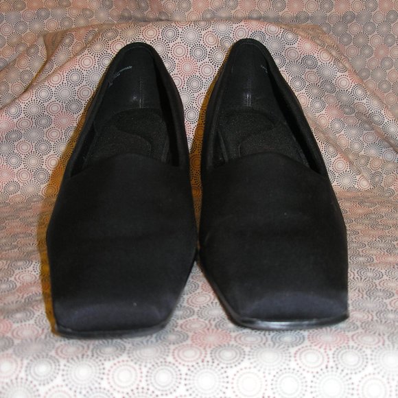 LIz Claiborne Flex Women's Shoes Pumps 9 1/2M Black Square Toe Slip On - Picture 4 of 9